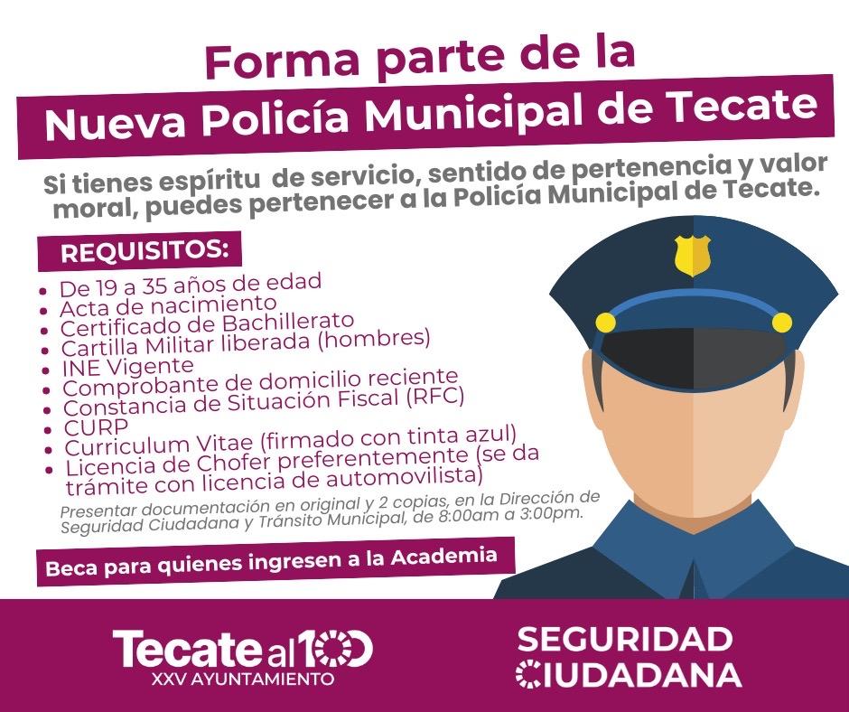 Convocatoria Abierta para Integrar la Nueva Policía Municipal de Tecate