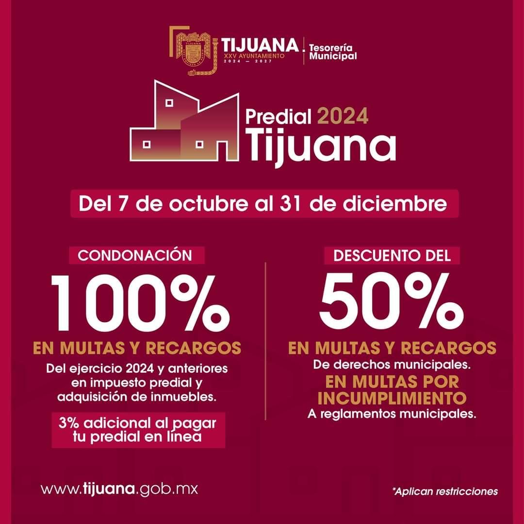 EXHORTA XXV AYUNTAMIENTO DE TIJUANA APROVECHAR LA CONDONACIÓN DE MULTAS Y RECARGOS MUNICIPALES DEL EJERCICIO 2024 Y ANTERIORES