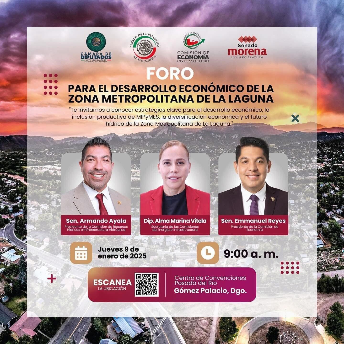 El Senador Armando Ayala Robles Participará en el Foro para el Desarrollo Económico de La Laguna en Gómez Palacio, Durango