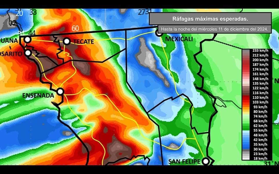 Prevén Fuertes Vientos en Ensenada Recomendaciones de Protección Civil ante Condiciones de Santa Ana